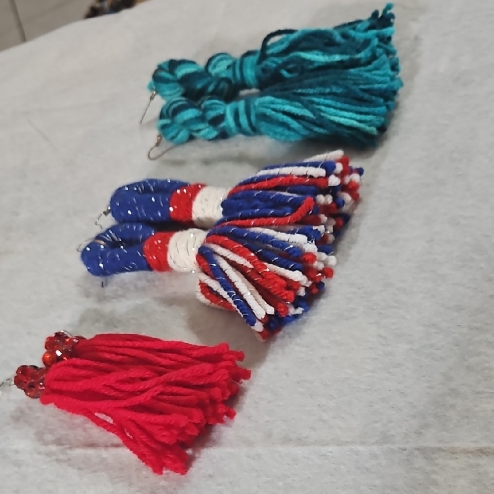 3 Colorful Tassel Earring Sets